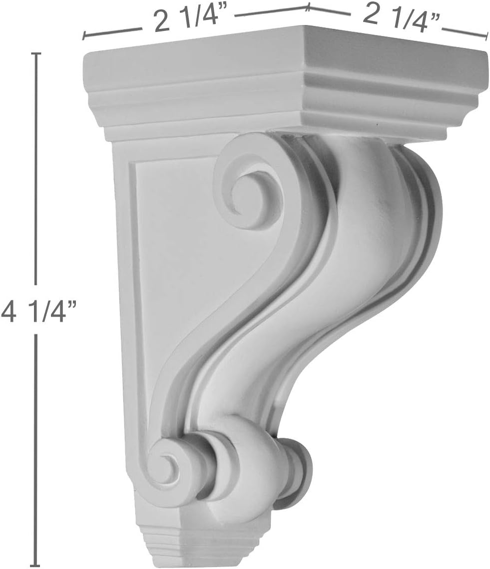 2 1/4 inch W x 2 1/4 inch D x 4 1/4 inch H Devon Corbel (4-Pack) D174