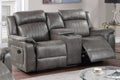 Slate Blue Leatherette Motion Loveseat with Console Reclining V9352