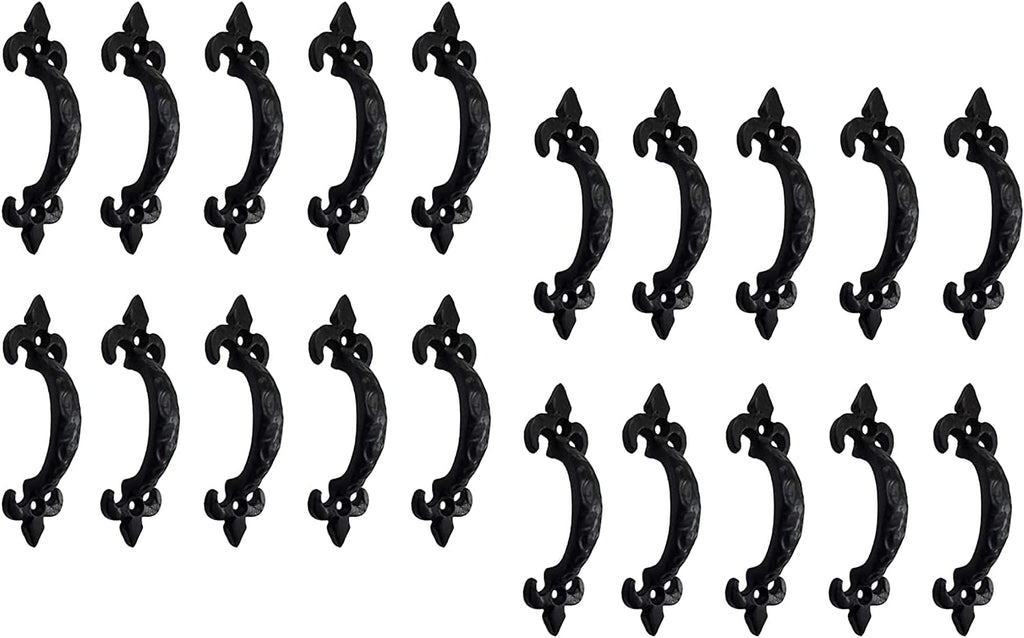 Antique Cast Iron Cabinet Pull Handles, 6.1 x 12 Pack, Matte Black O423