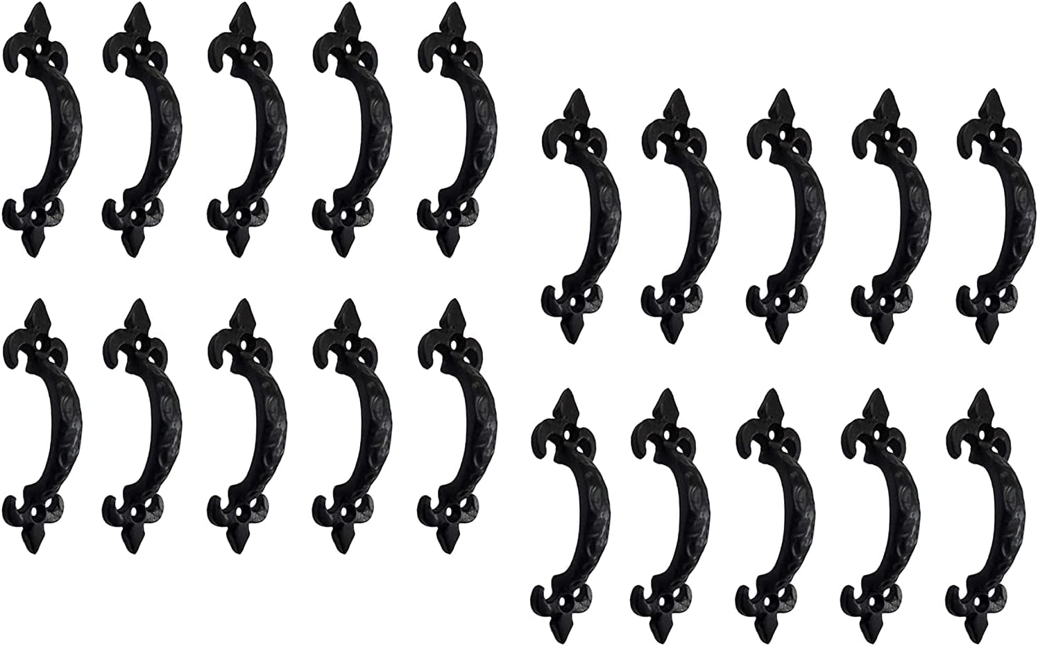Antique Cast Iron Cabinet Pull Handles, 6.1 x 12 Pack, Matte Black O423
