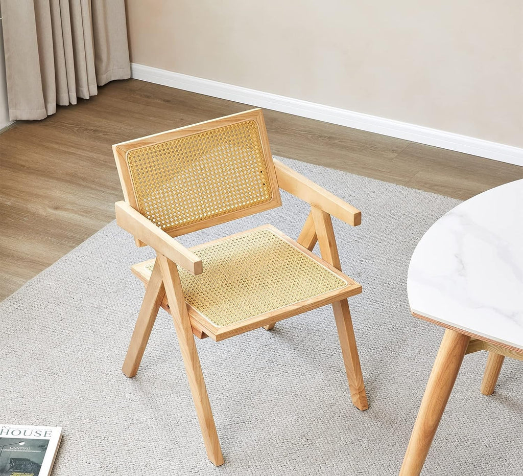 Rattan Cane Dining Chair with Wood Base S452694