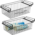 Compact Hanging Pullout Drawer Basket, Metal Wire, 2 Pack, Black G395853