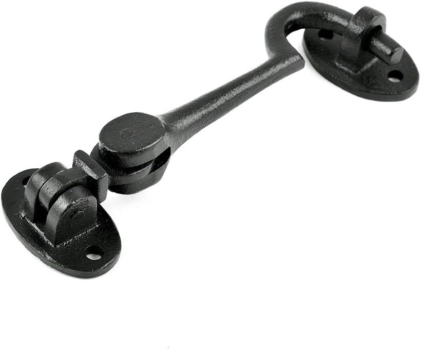 Black Wrought Iron Cabin Hook Eye Bolt 4 Swivel Style Reversible Privacy Hook Latches with Screws Pack of 10 J491314