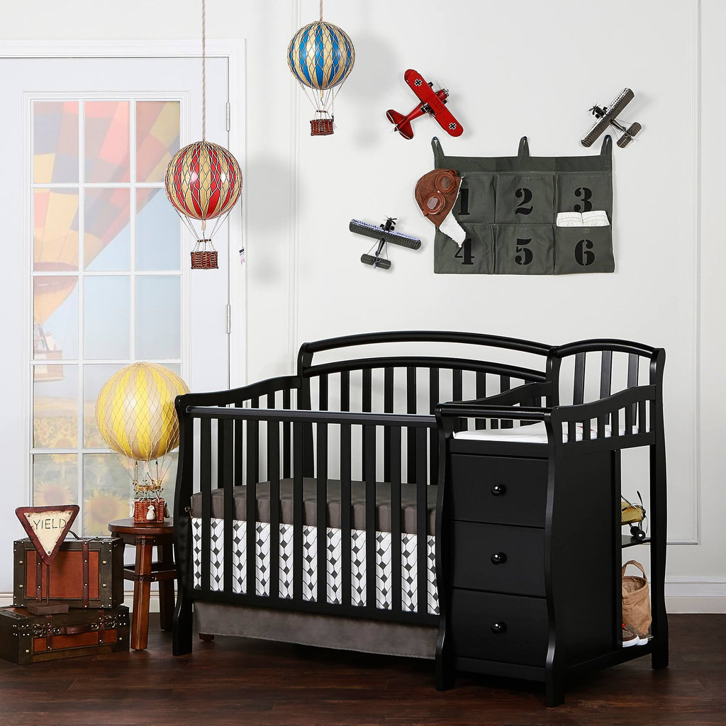 4-in-1 Mini Crib and Dressing Table Black K937