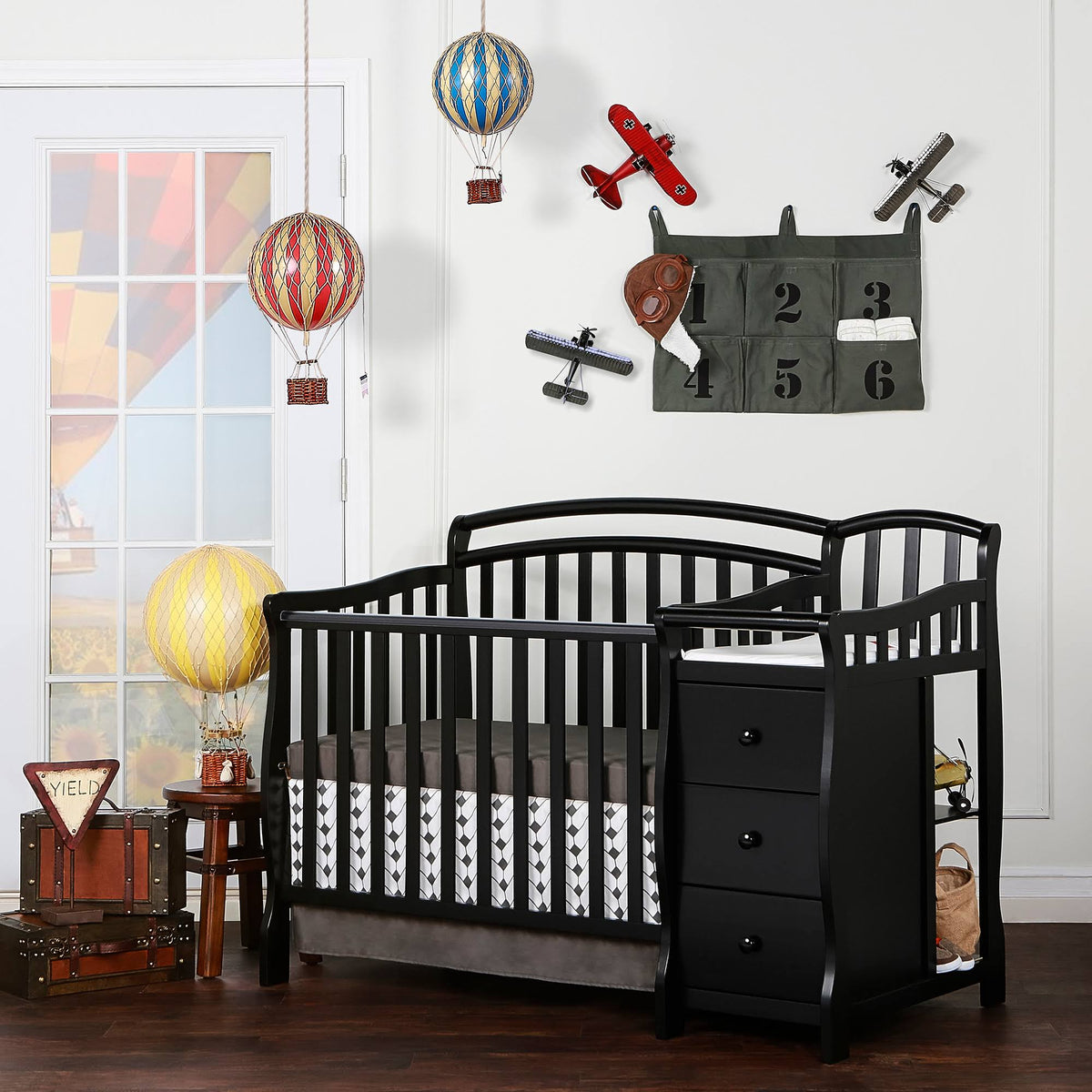 4-in-1 Mini Crib and Dressing Table Black K937