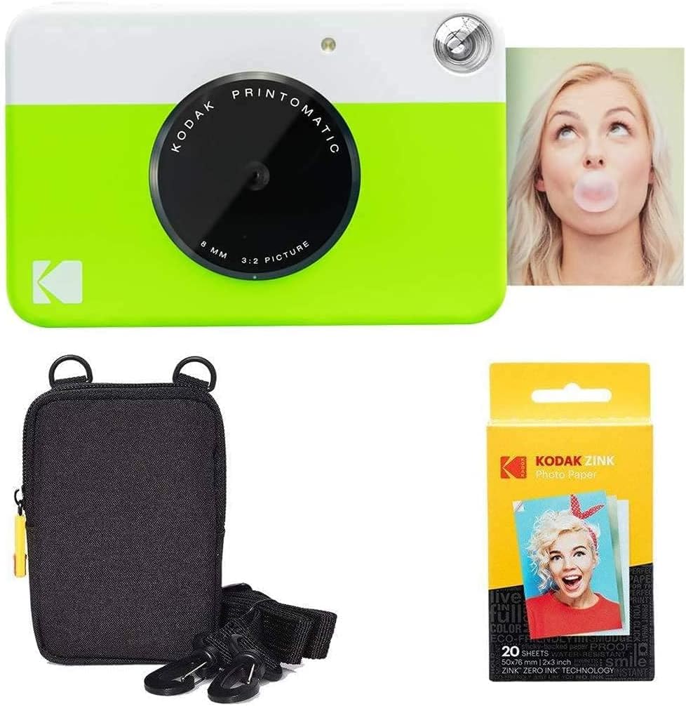 Green Instant Camera + Zink Paper (20 Sheets) + Case T950
