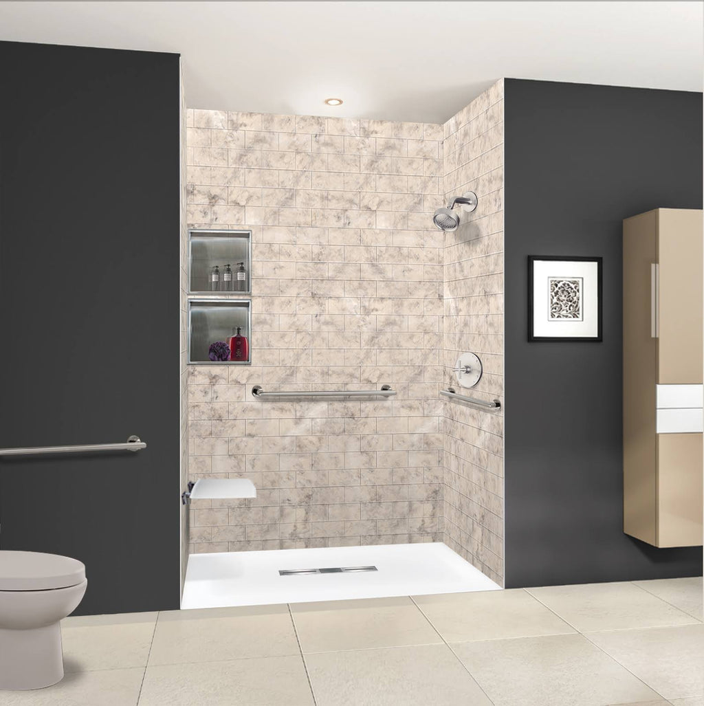 White 63-in Shower Base with Center Drain A95305