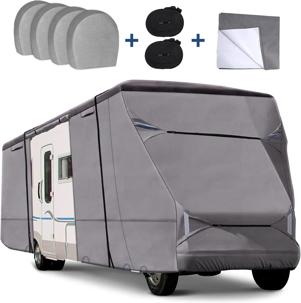 RV Cover for 26' - 29' RV Camper Motorhome with 4 Tire Covers C916465