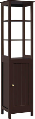 63 in H Espresso 3 Tier Narrow Freestanding Storage Cabinet B503