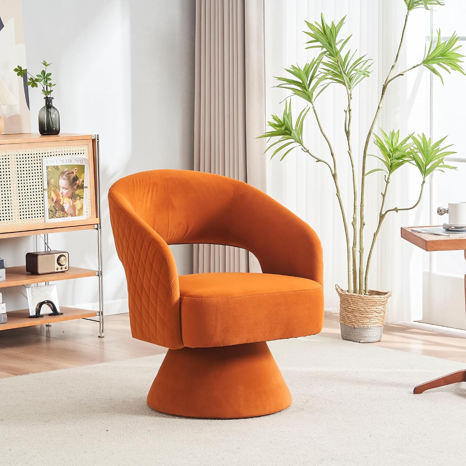 Green Velvet Swivel Barrel Chair V852285