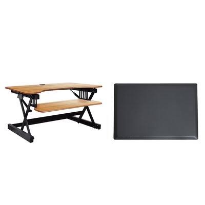 Teak/Black Height Adjustable Standing Desk Converter K37847