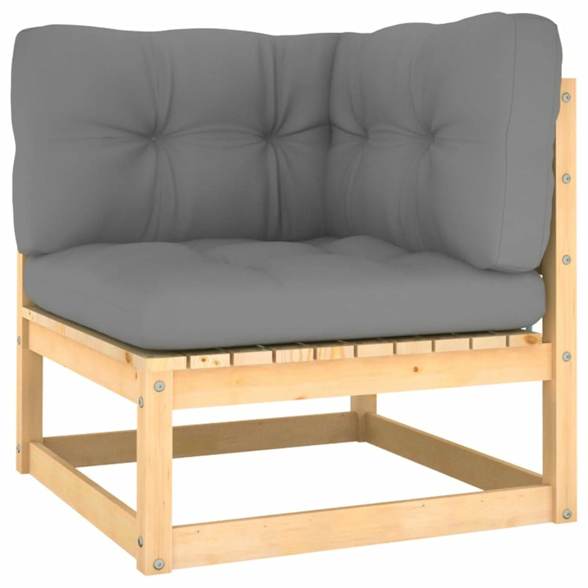 10 Piece Patio Lounge Set with Gray Cushion Pinewood Sectional Outdoor Furniture Set V99010
