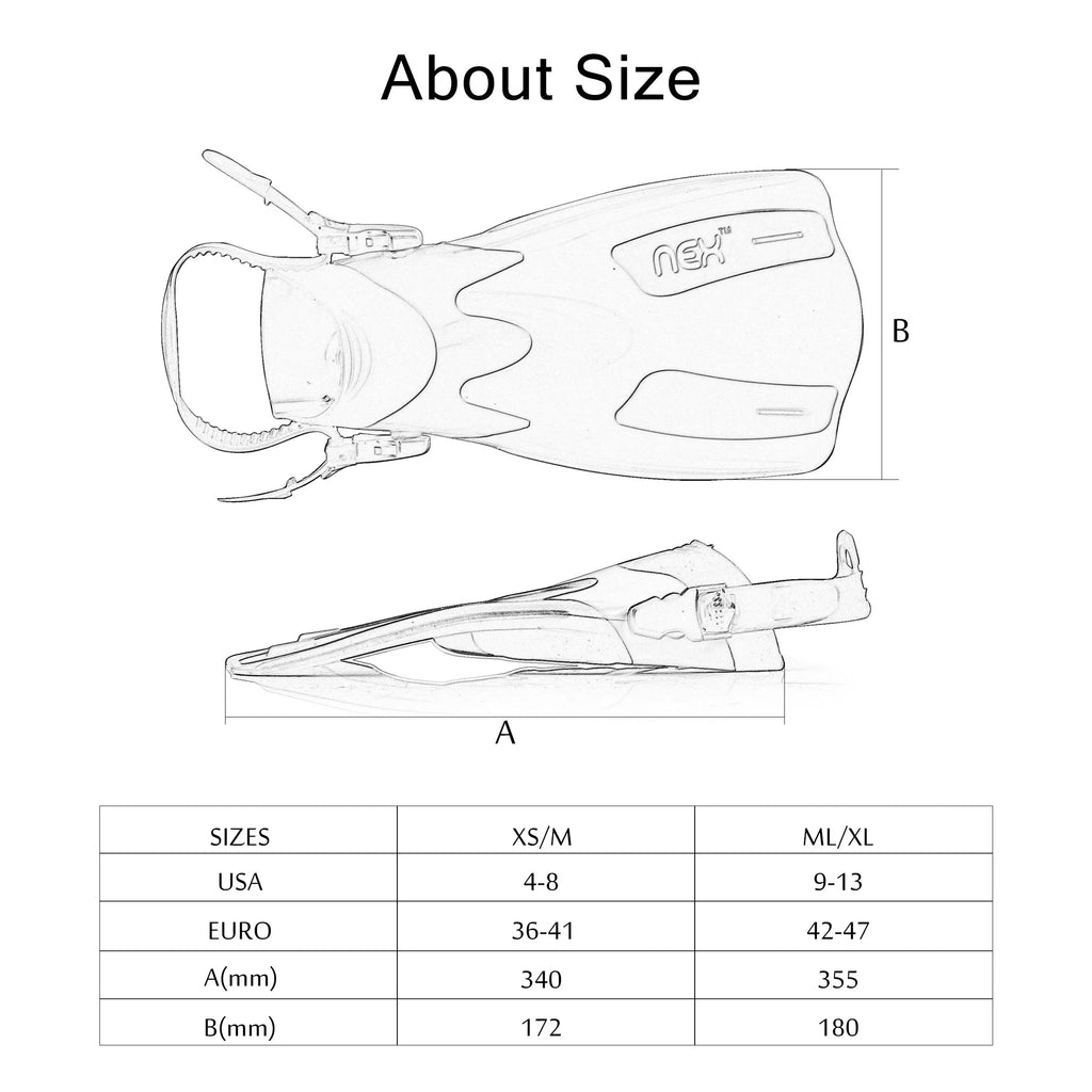 Adjustable Swim Fins Blue G1609