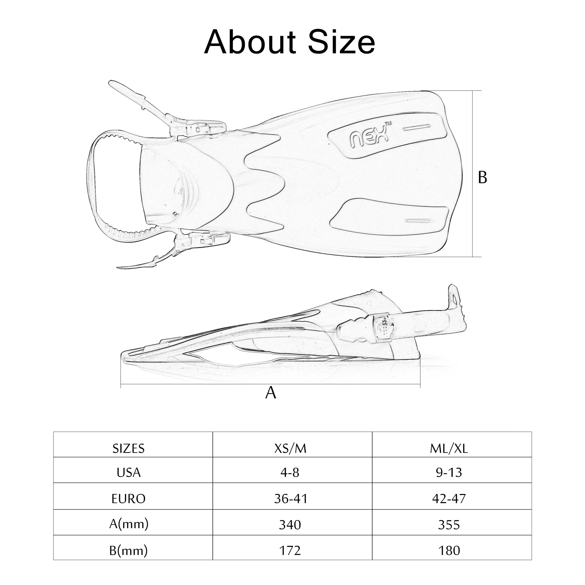 Adjustable Swim Fins Blue G1609