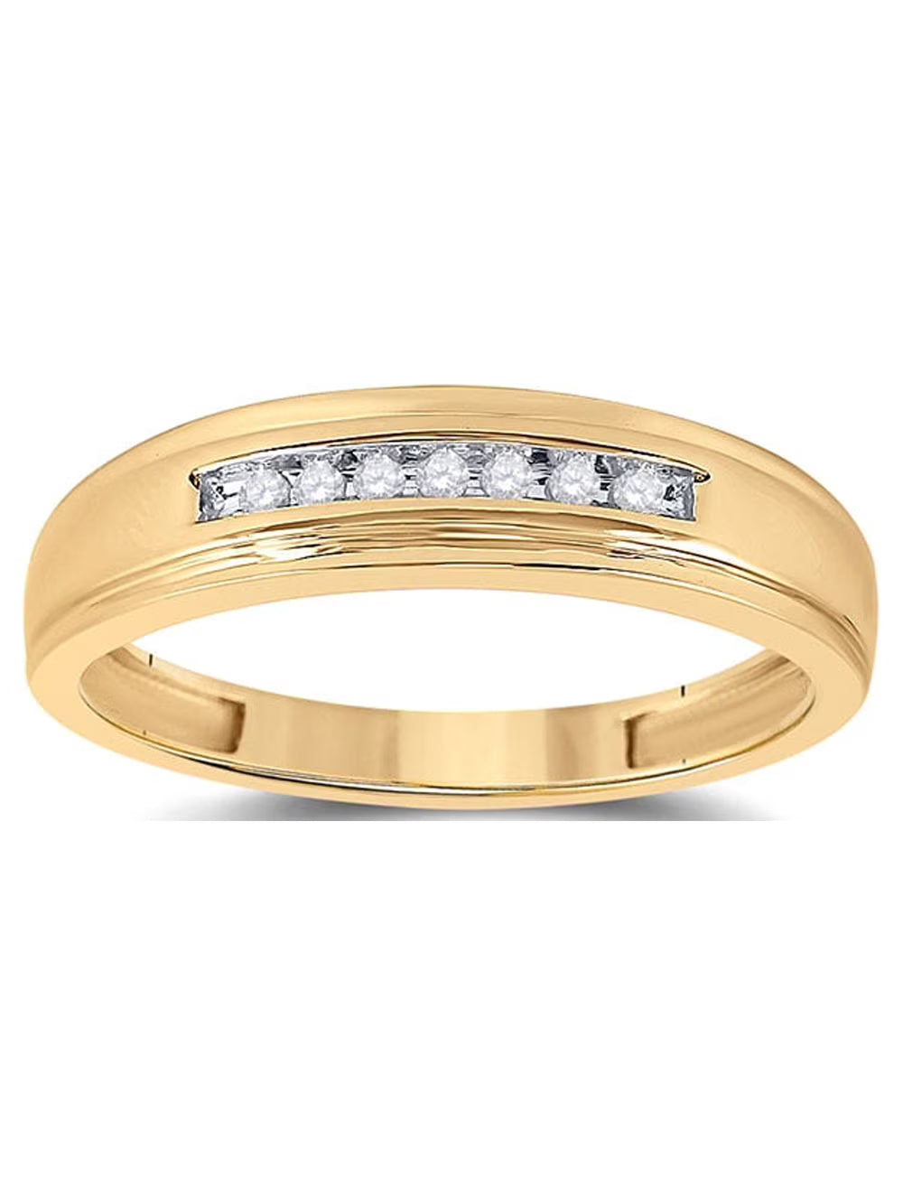 14kt Yellow Gold Mens Round Diamond Wedding Band Ring 1/12 Cttw Size 8 S6943