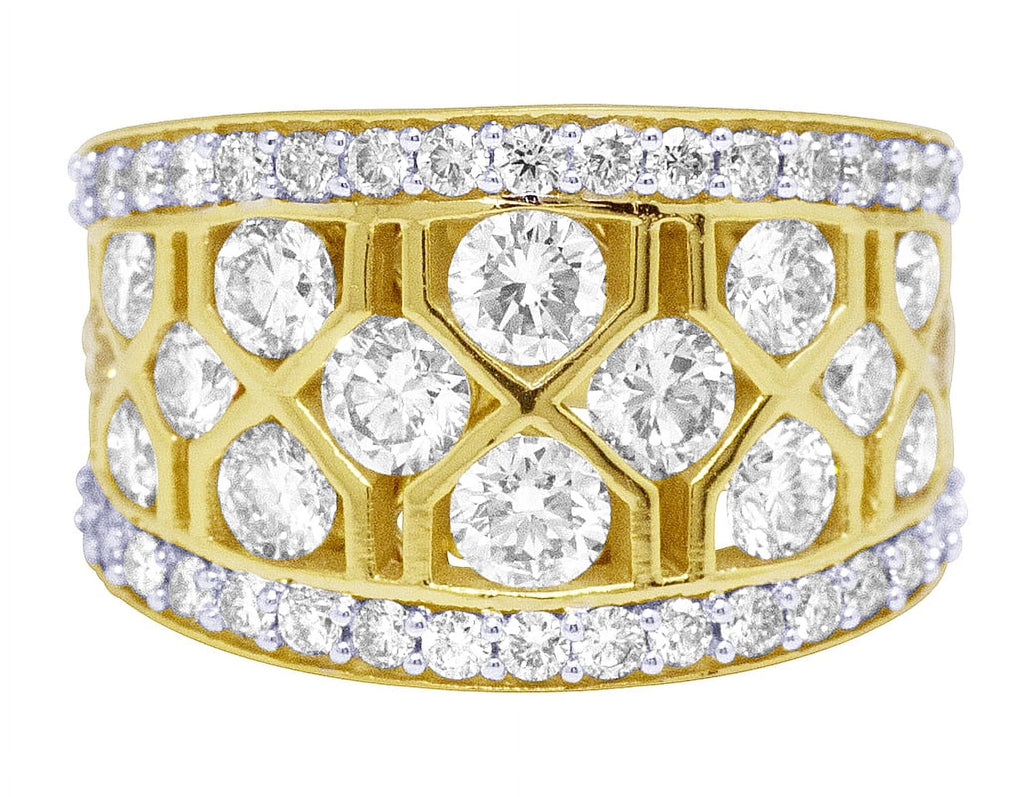 Geometric Mesh Diamond Band Ring F523918