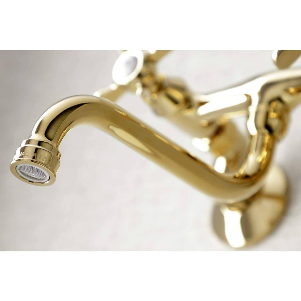 Polished Brass Adjustable Center Wall Mount Bathroom Faucet R68283