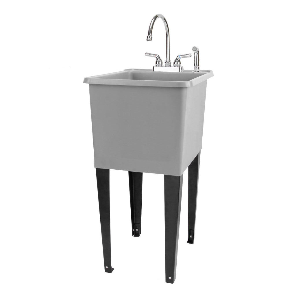 Grey Utility Sink with Chrome Finish Faucet L30617