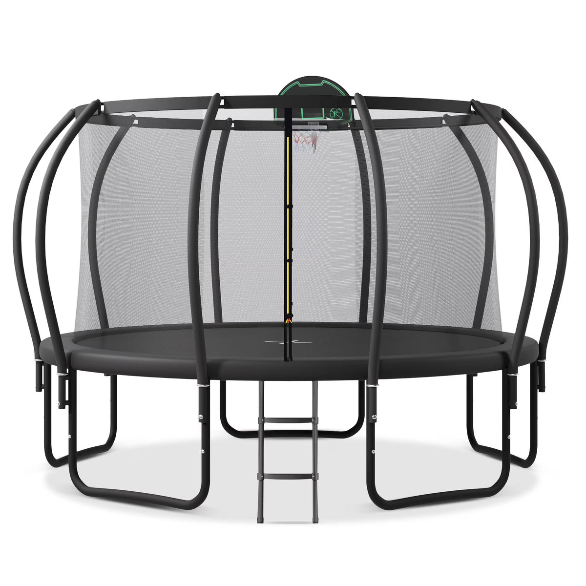1200LBS 12FT Round Trampoline with Enclosure, Basketball Hoop, Ladder Q581636