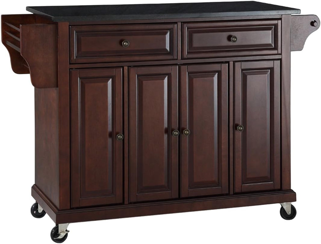 Full Size Kitchen Cart with Solid Black Granite Top W677549