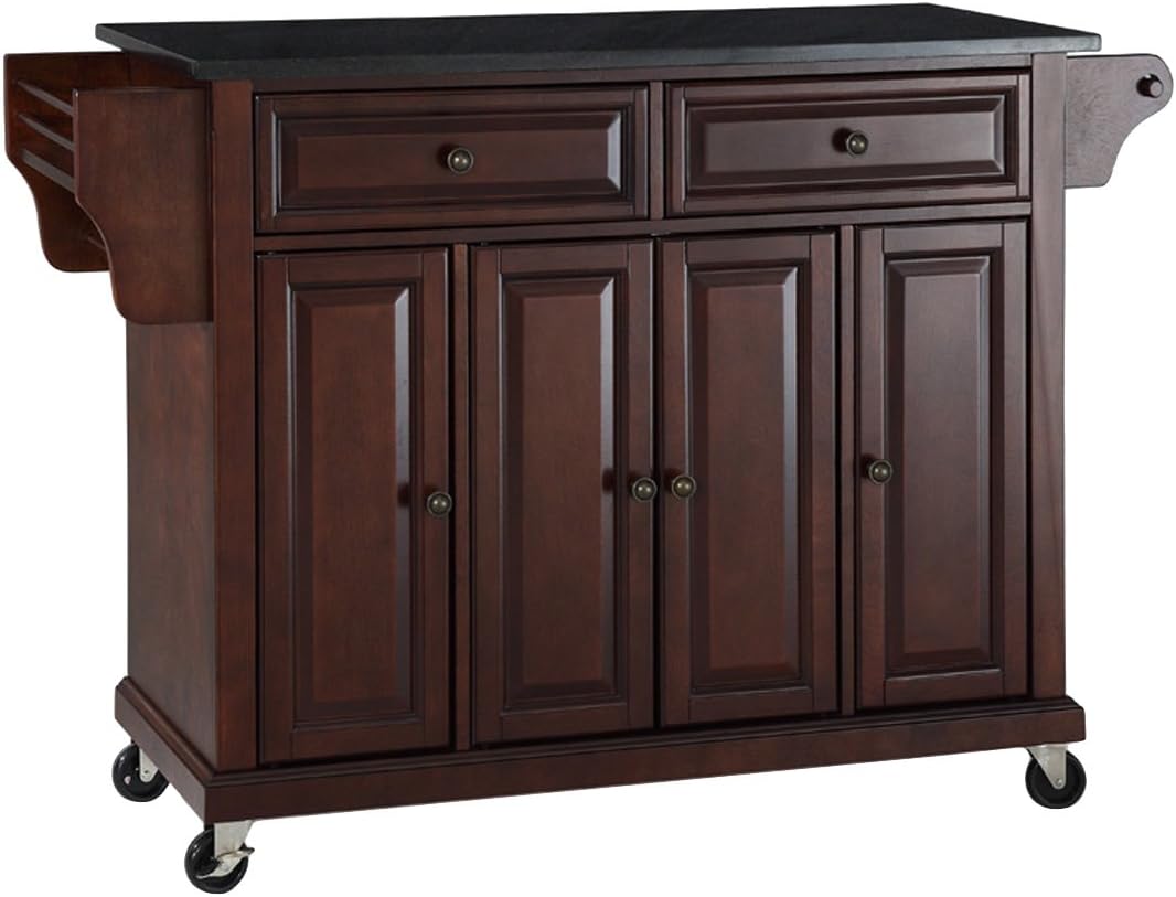 Full Size Kitchen Cart with Solid Black Granite Top W677549