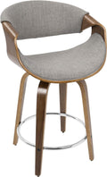 Set Of 2 Walnut Wood Light Grey Fabric Counter Stool D885
