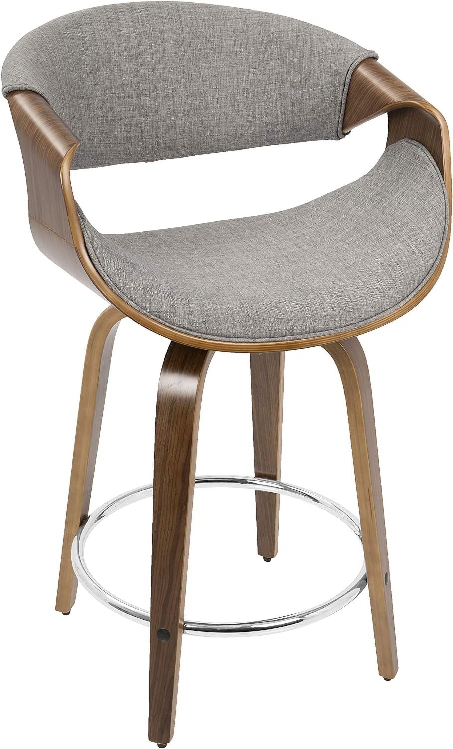 Set Of 2 Walnut Wood Light Grey Fabric Counter Stool D885
