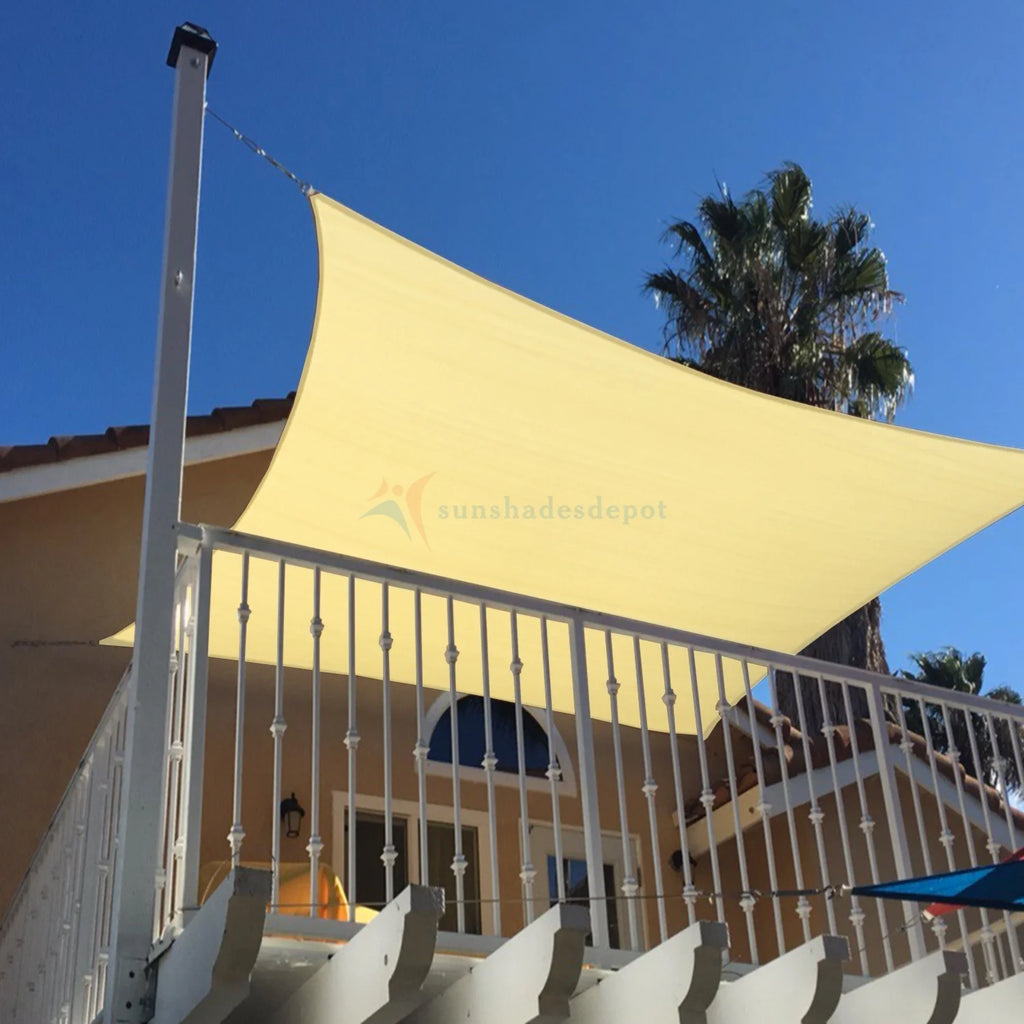 9' x 16' Waterproof Knitted Shade Sail Curved Edge Canary Yellow 180 GSM UV Block Shade Fabric Canopy Replacement Awning Y825