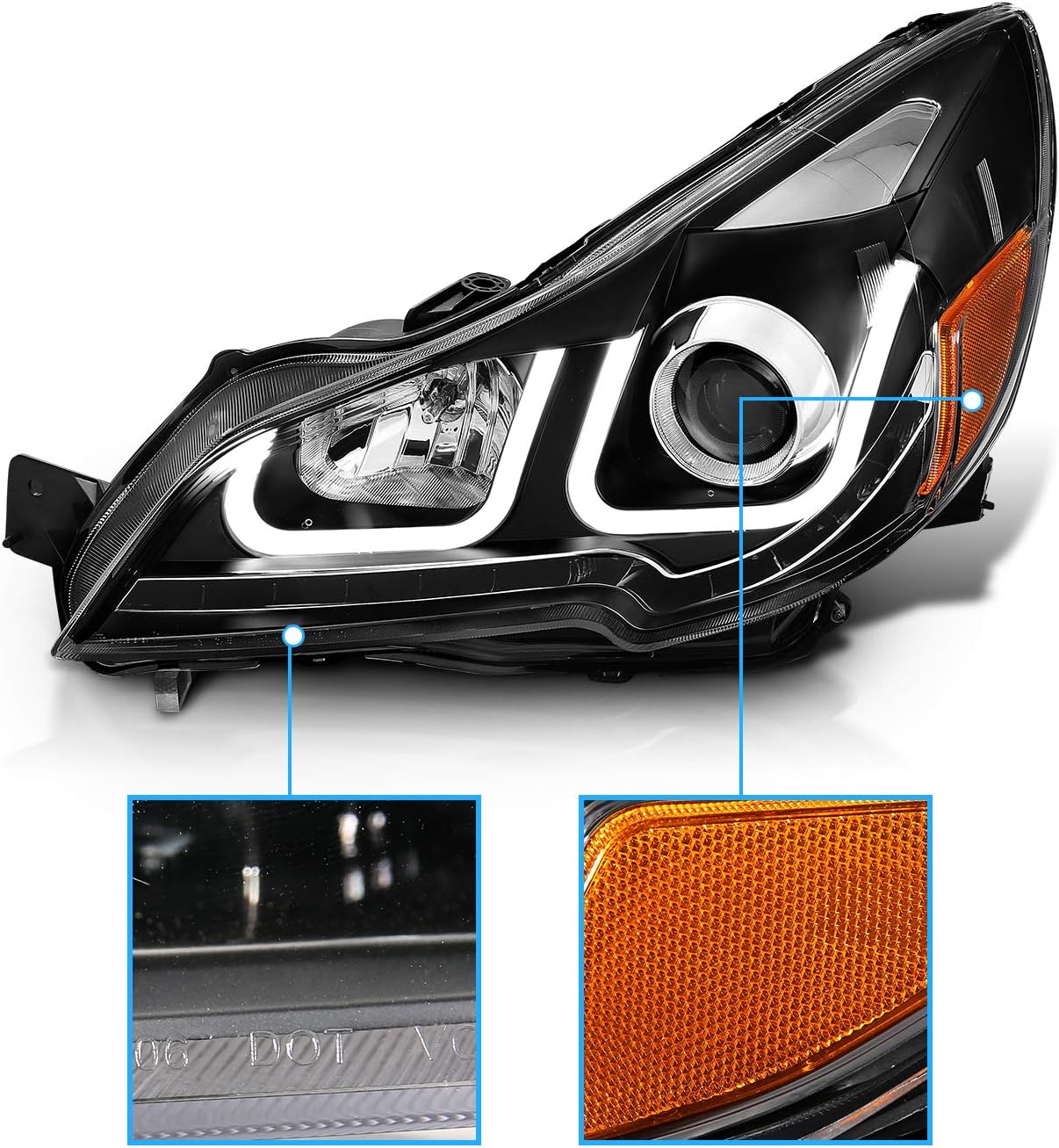 Black Dual LED Bar Projector Headlights Z933373