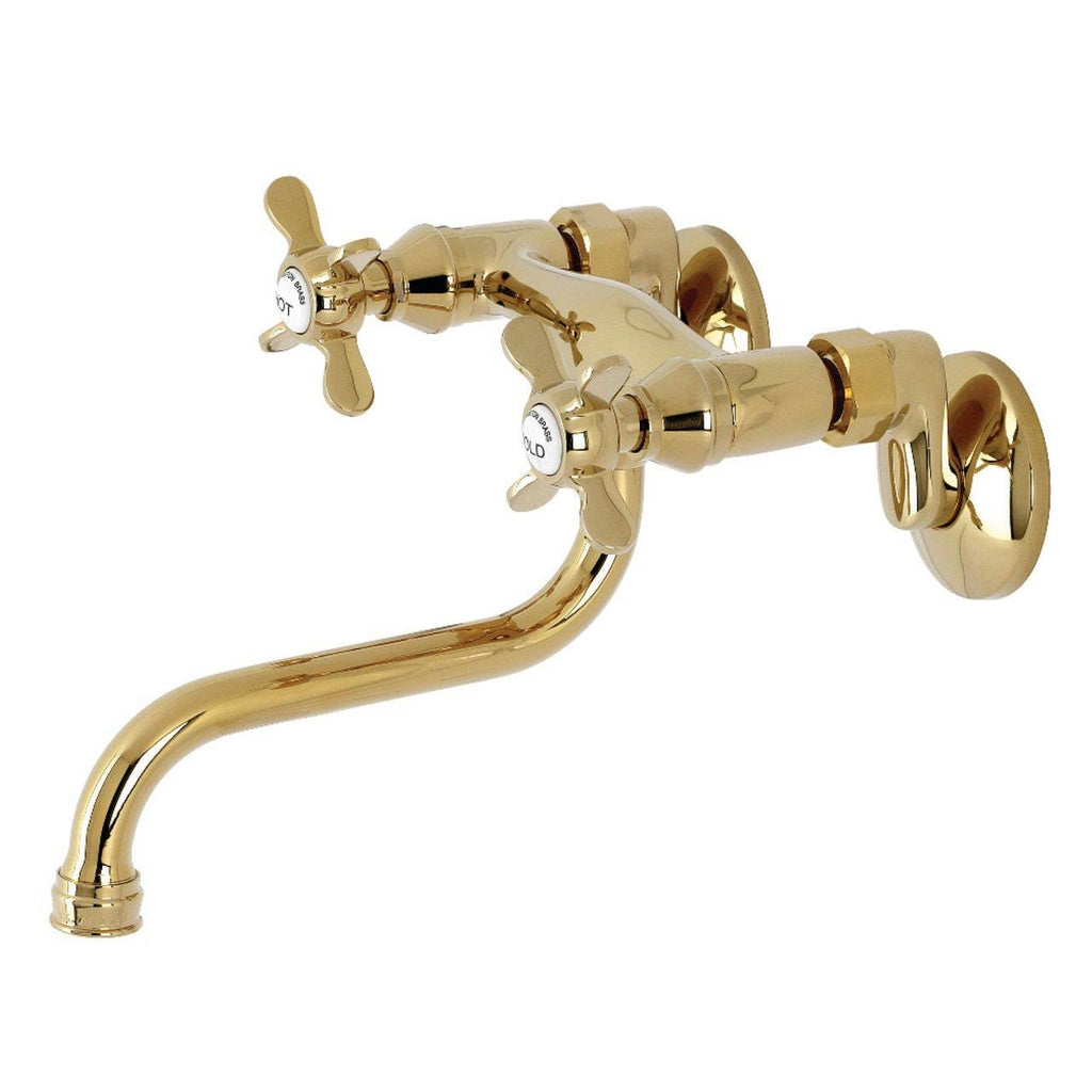 Polished Brass Adjustable Center Wall Mount Bathroom Faucet R68283