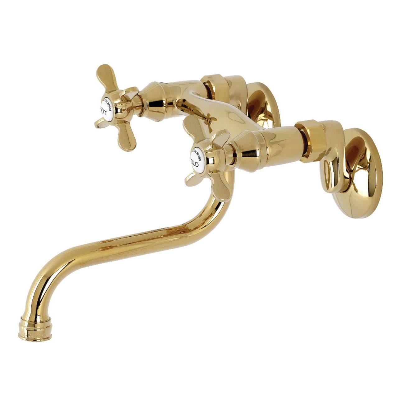 Polished Brass Adjustable Center Wall Mount Bathroom Faucet R68283