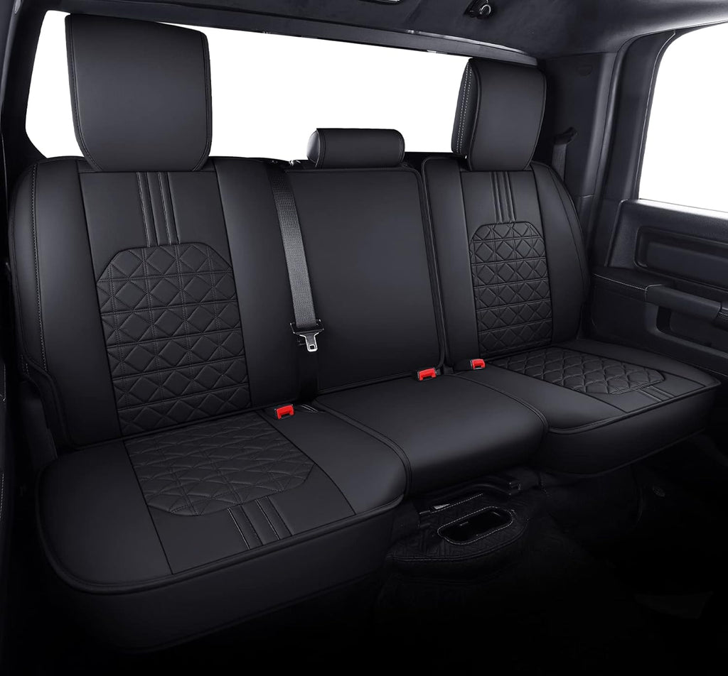Black-Red Waterproof Faux Leather Front Seat Covers U728971