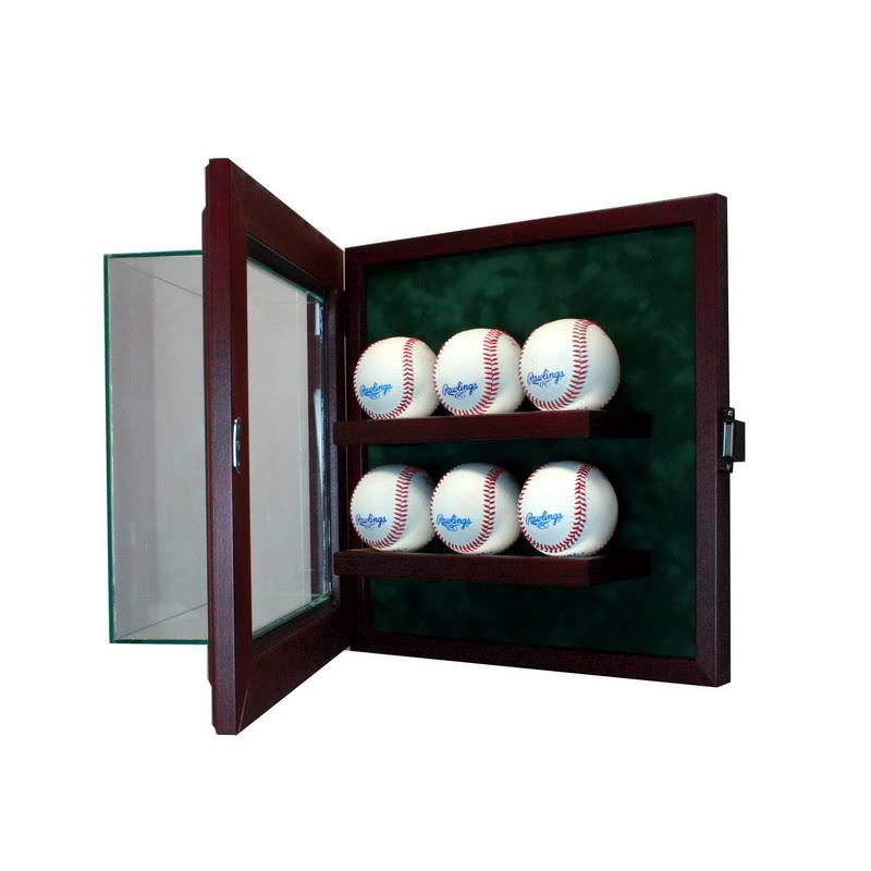 6 Baseball Cabinet Style Display Case, Cherry T689035