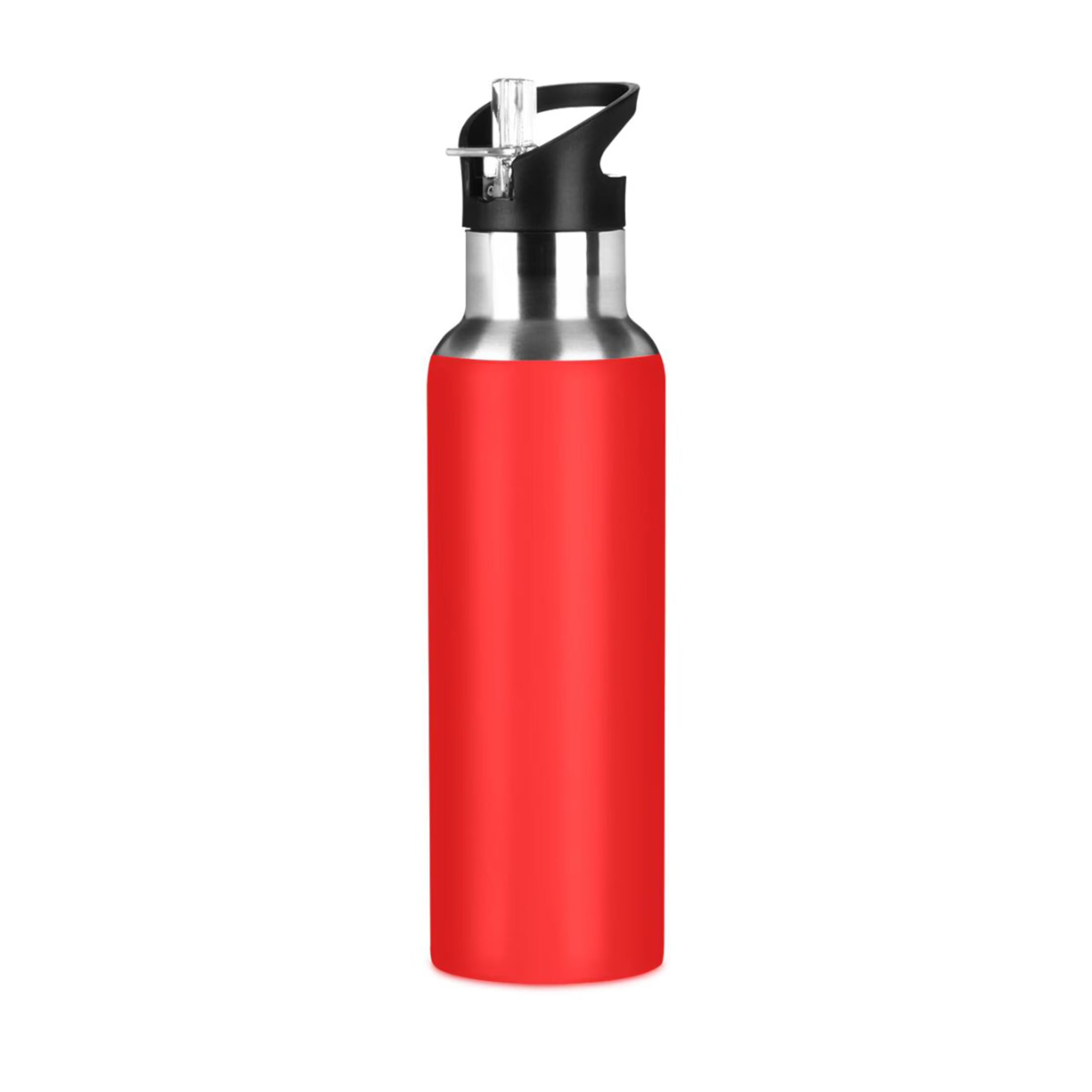 Red Stainless Steel Water Bottle with Straw Lid 20 OZ V4284