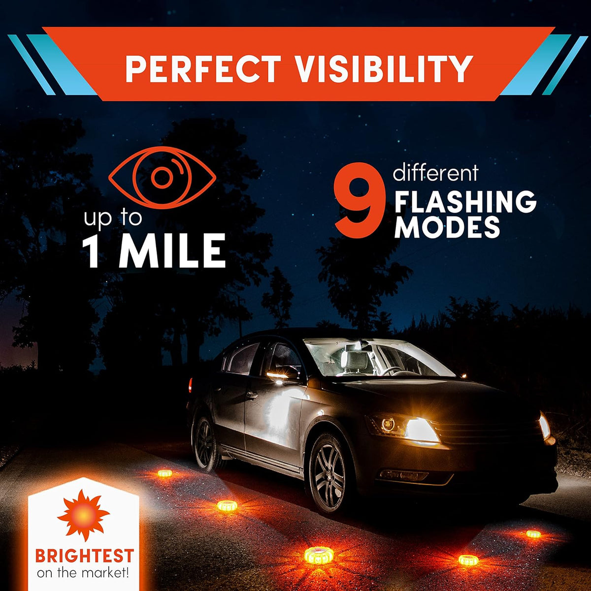 LED Road Flares 6-Pack with Batteries Installed and Carry-Case R7166