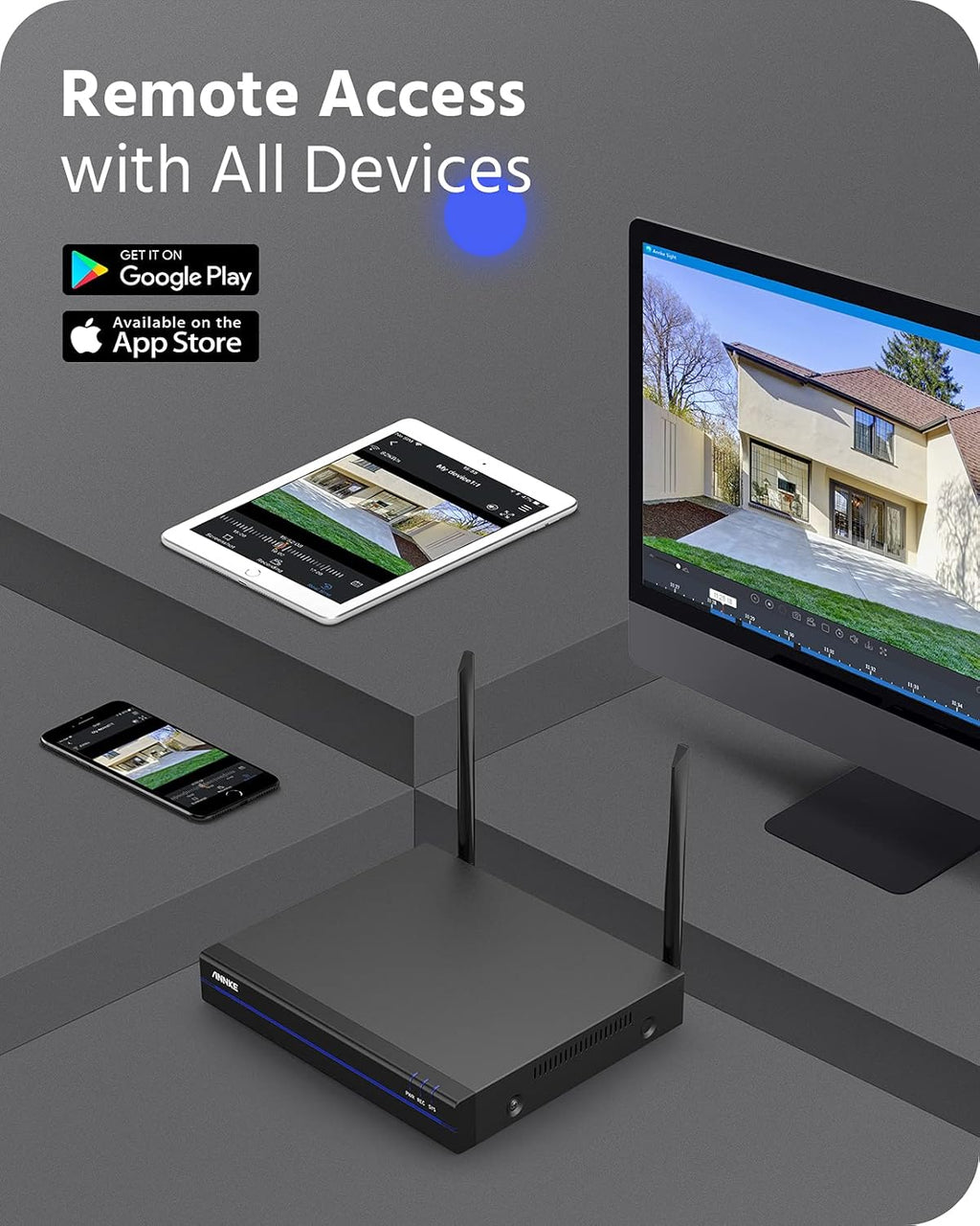 3MP Wireless Security Camera System, 8 Channel 5MP WiFi NVR with 4Pcs 3MP Weatherproof IP Cameras K634