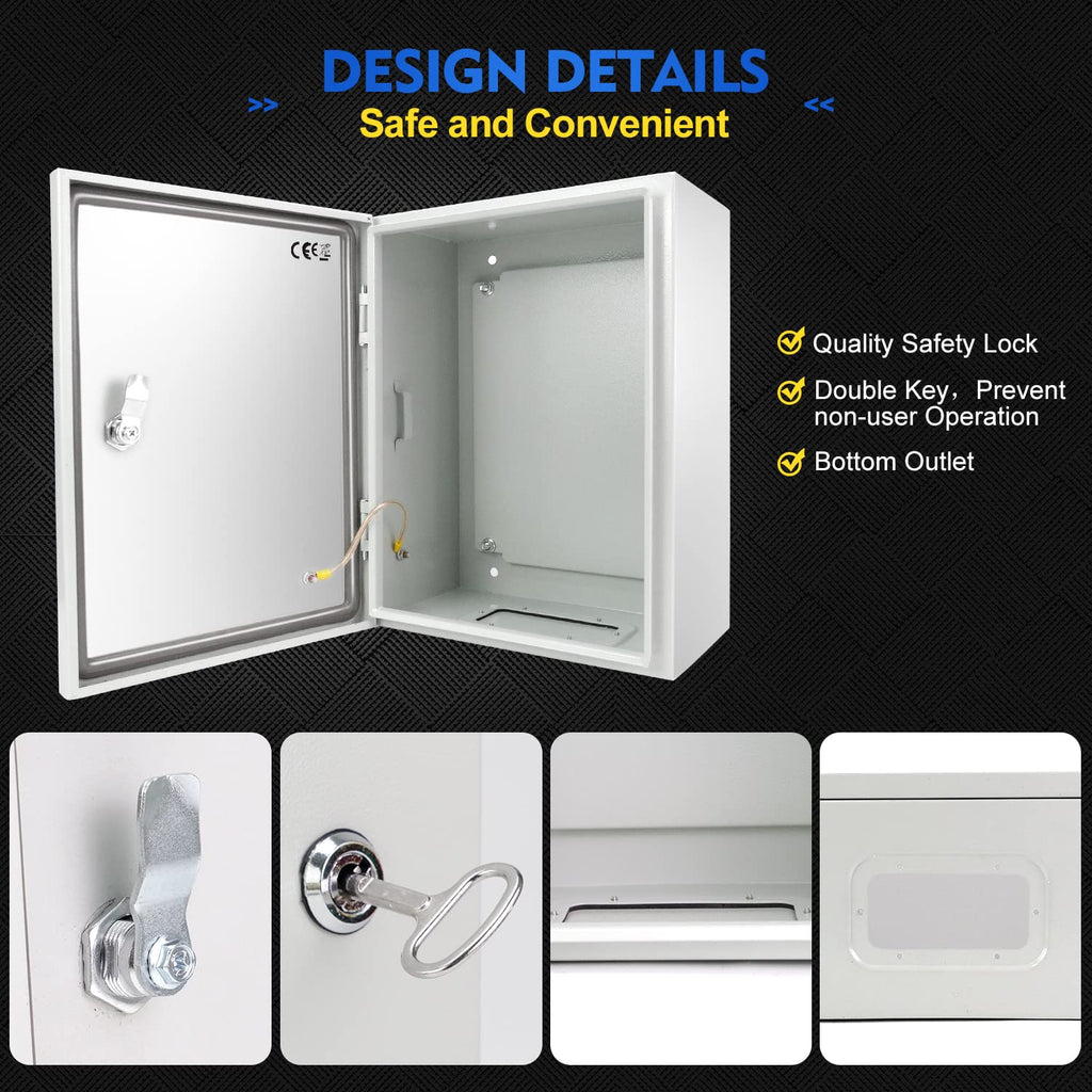 Cold-Rolled Steel NEMA 4X Electrical Enclosure with Lock & Mounting Plate N1789