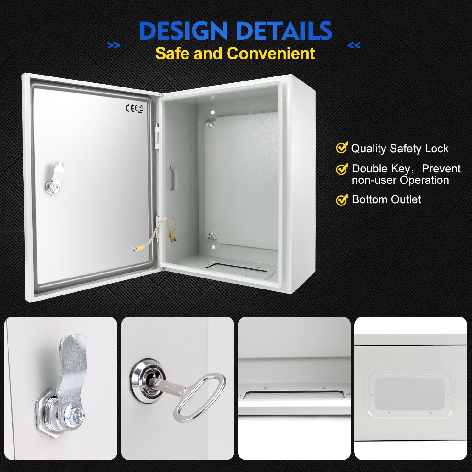 Cold-Rolled Steel NEMA 4X Electrical Enclosure with Lock & Mounting Plate N1789