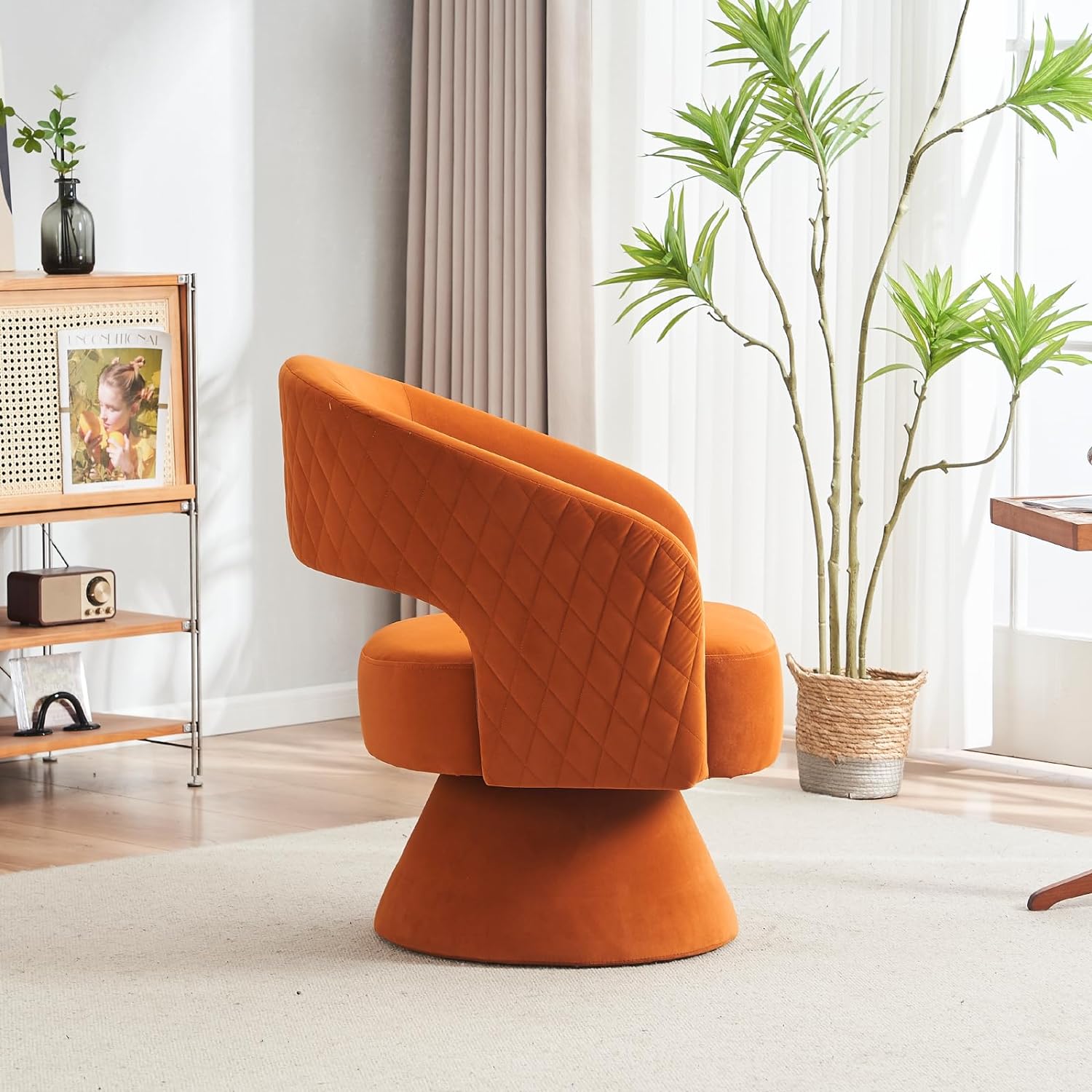 Green Velvet Swivel Barrel Chair V852285