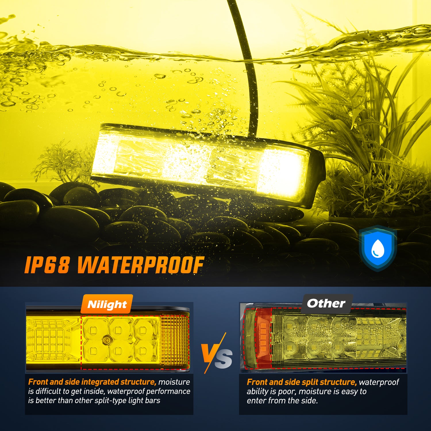 Amber LED Light Bar Pods 2PCS 6.5 Inch 60W Flood Spot Beam Combo Fog Driving Light Wiring Harness Kit A1524