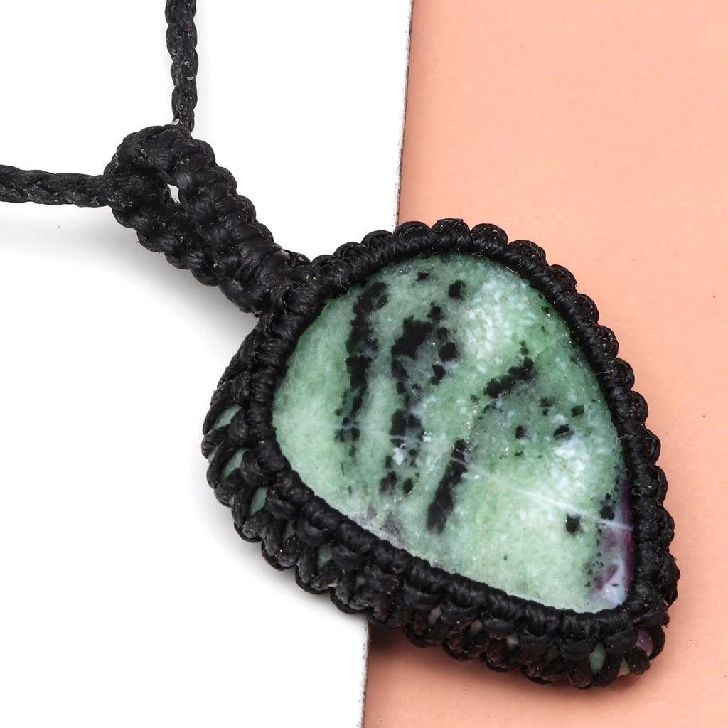 Ruby Zoisite Macrame Gemstone Necklace D7545