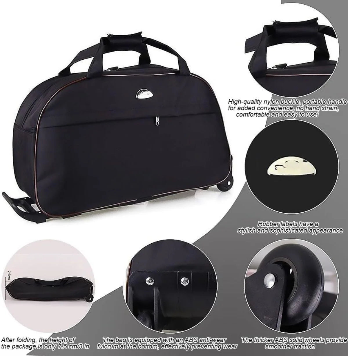 Rolling Duffle Bag with Wheels, 24" Carry On Luggage H71182