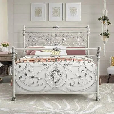 Brushed White Queen Standard Bed C125