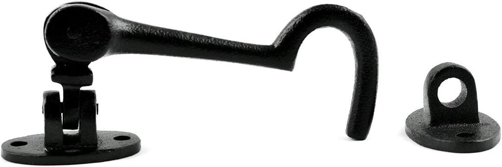 Black Wrought Iron Cabin Hook Eye Bolt 4 Swivel Style Reversible Privacy Hook Latches with Screws Pack of 10 J491314