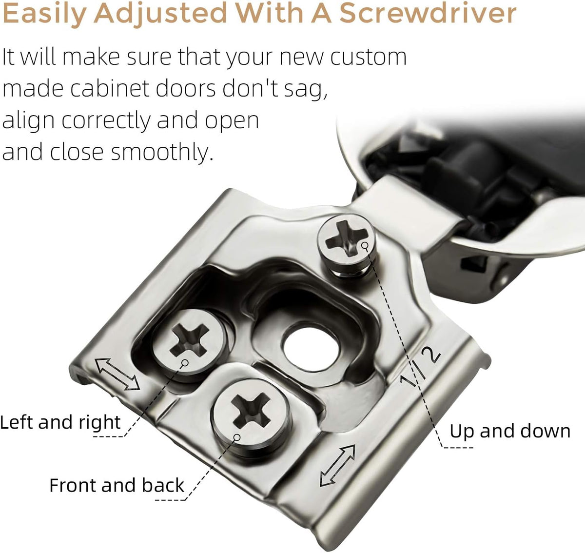 62 Pack 31 Pairs 1/2 inch Overlay Soft Close Satin Nickel Stainless Steel Concealed Hinges Y414