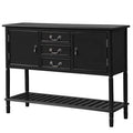 Black Console Table with 3 Drawers, Two Cabinets and 1 Shelf A552592