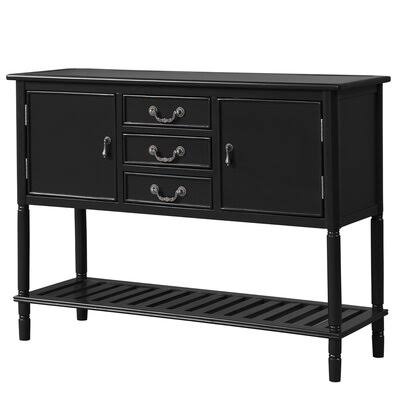Black Console Table with 3 Drawers, Two Cabinets and 1 Shelf A552592