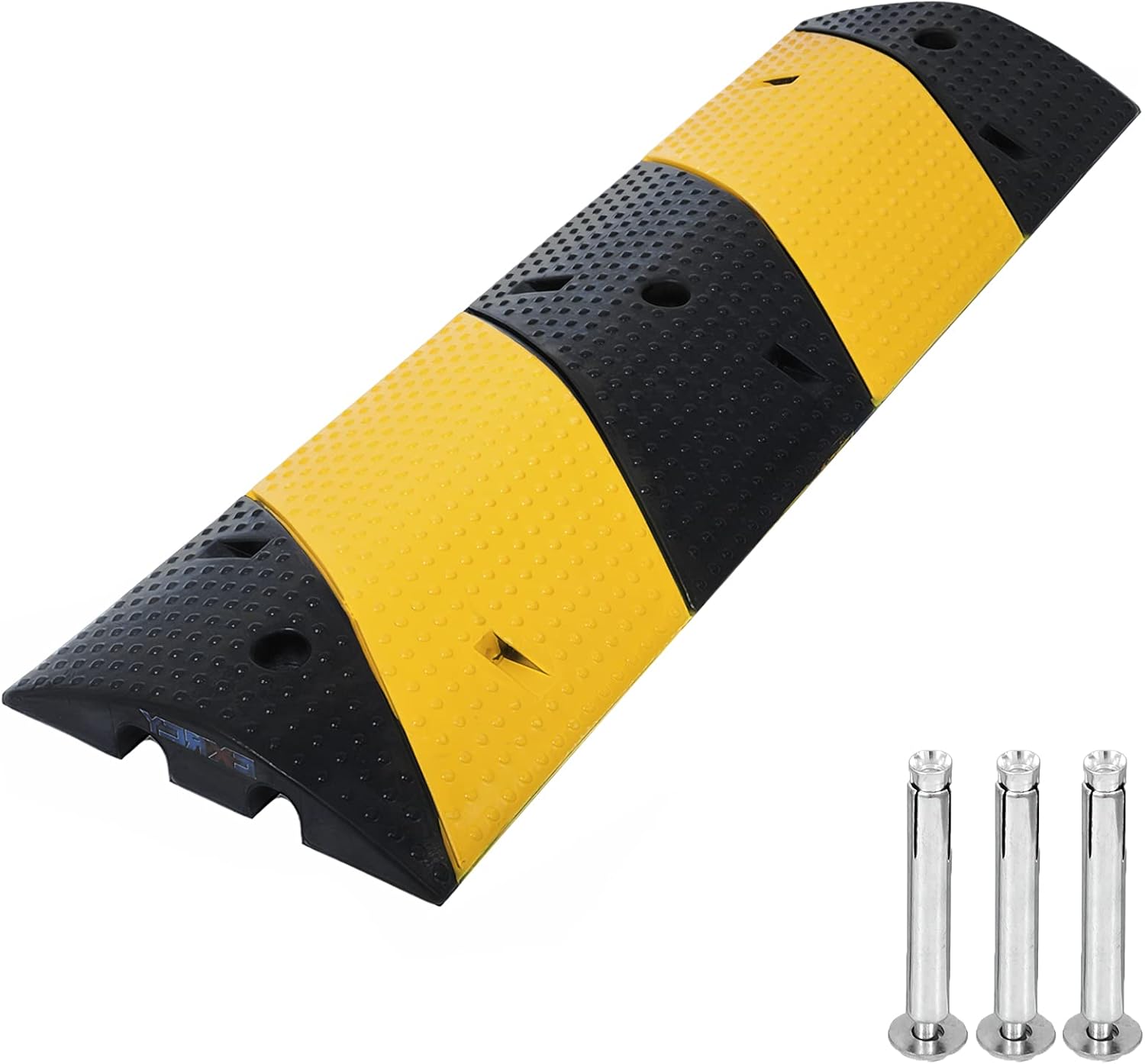 Rubber Speed Bumps 1 Pack 2-Channel Modular Heavy Duty Cable Protector Ramp with 3 Bolts ( 39.4 x 12 W x 2.4 H) G79934