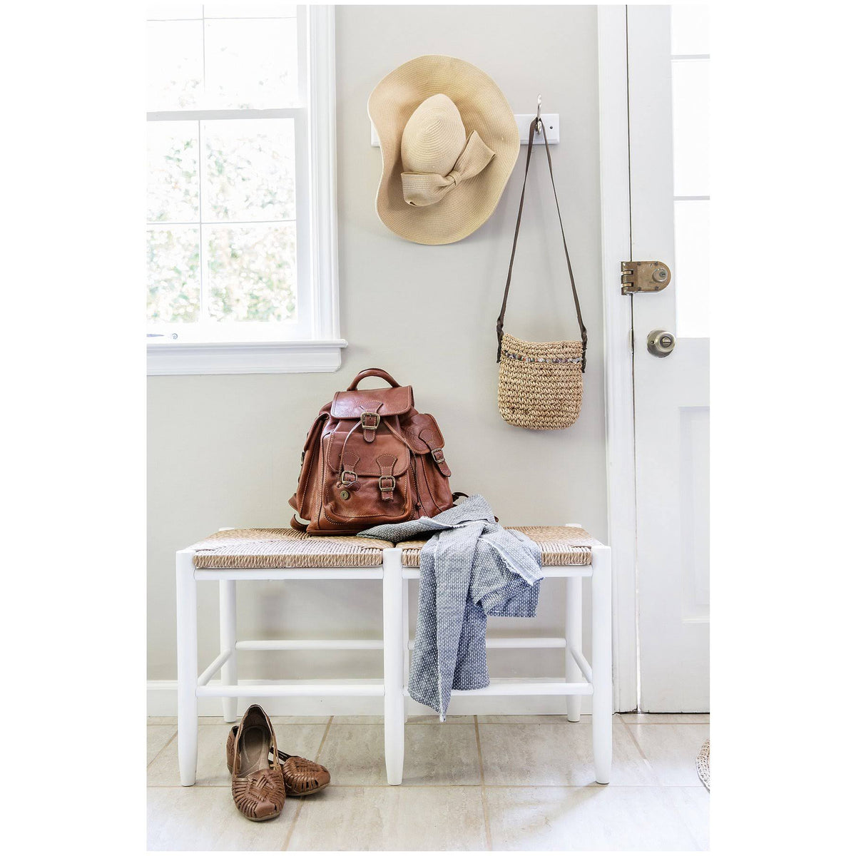 Woodleaf Green Wood Entryway Bench K801