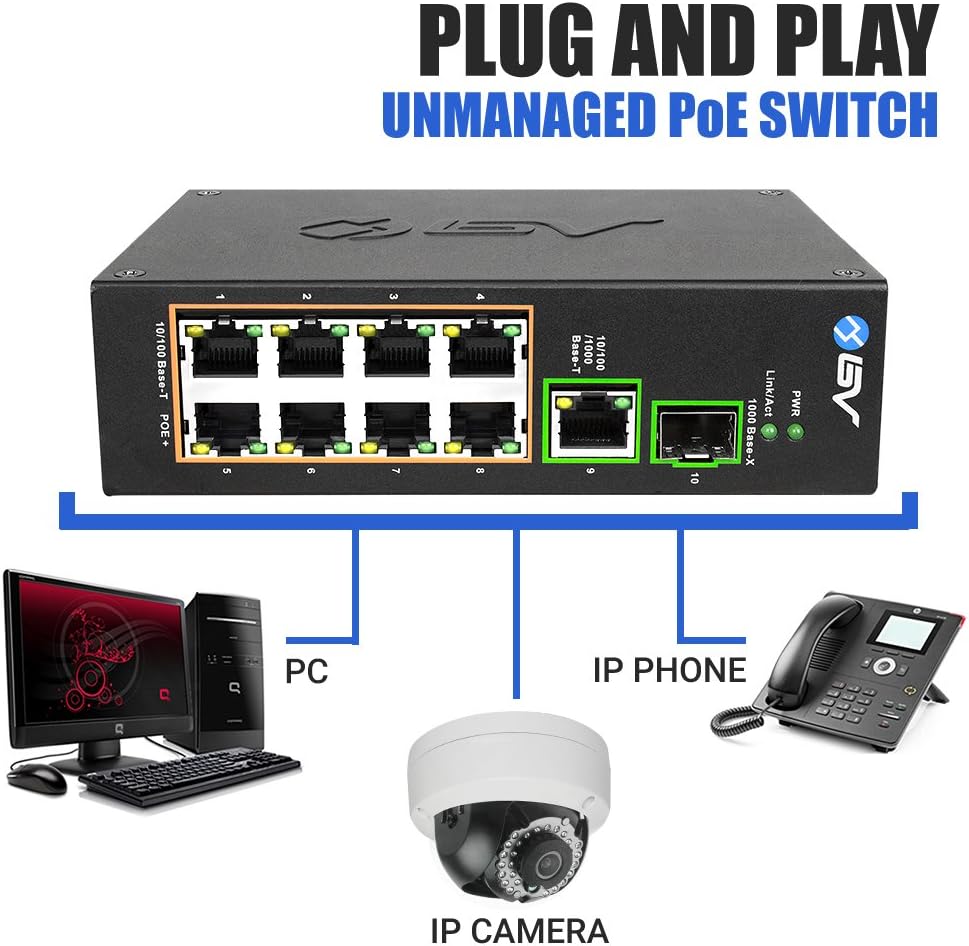10 Port PoE+ Industrial DIN Rail Switch with Gigabit Ethernet & SFP Uplink L508479